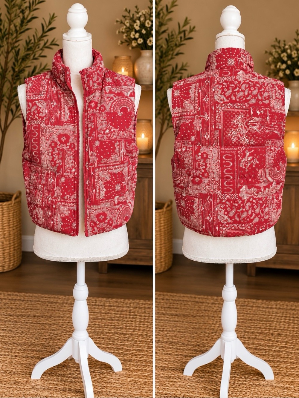 Love Fire Puffy Hankerchief Vest sz M